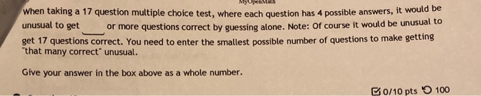 Solved When taking a 17 question multiple choice test, where | Chegg.com