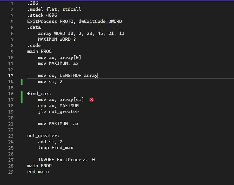 Solved Write an assembly program to find the largest item in | Chegg.com