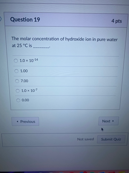 Solved Question 19 4 pts The molar concentration of | Chegg.com