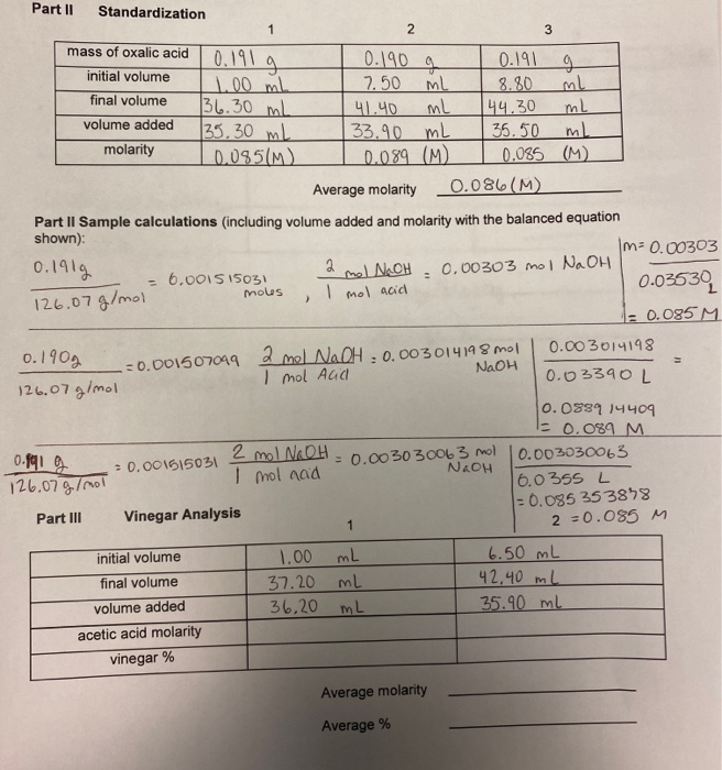 Solved chem112 titrations lab, part 3, vinegar analysis