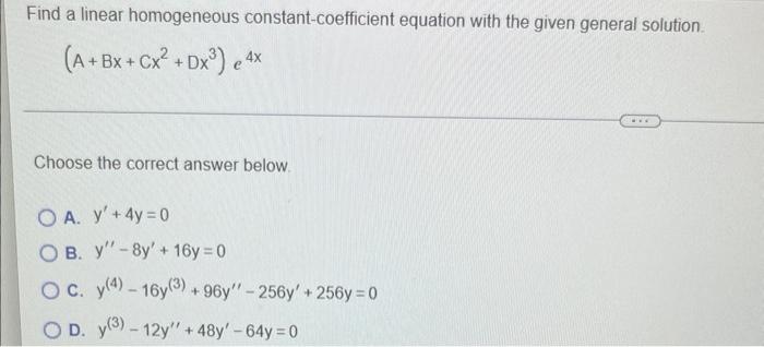 Solved Find a linear homogeneous constant-coefficient | Chegg.com