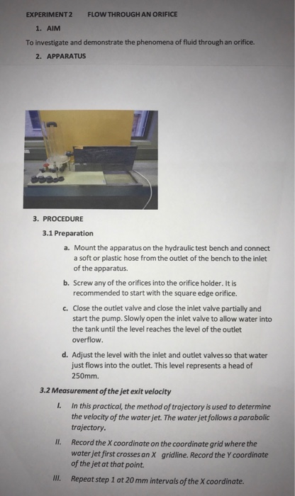 flow through an orifice experiment