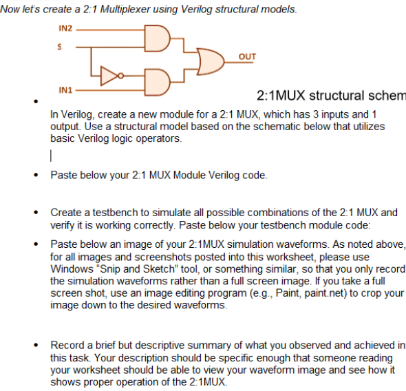 Solved Now let's create a 2:1 ﻿Multiplexer using Verilog | Chegg.com