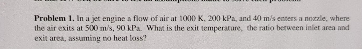 Solved Problem 1. ﻿In a jet engine a flow of air at | Chegg.com