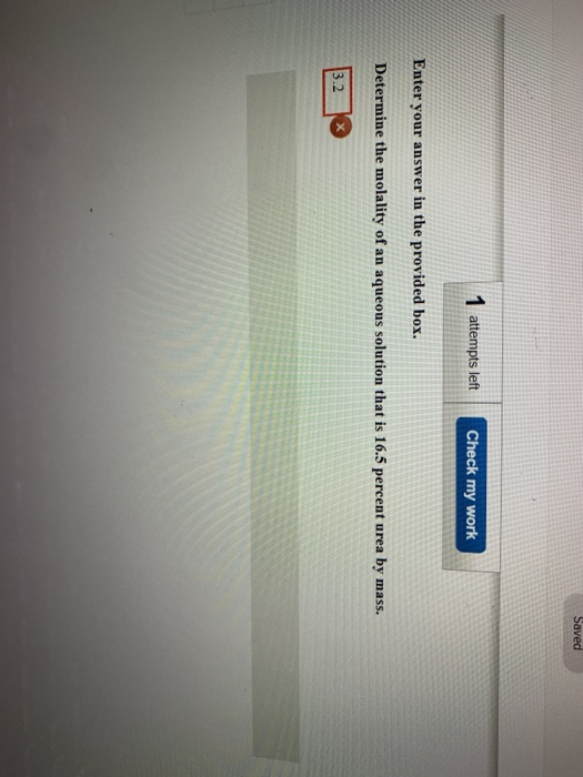 Solved Saved 1 attempts left Check my work Enter your answer | Chegg.com