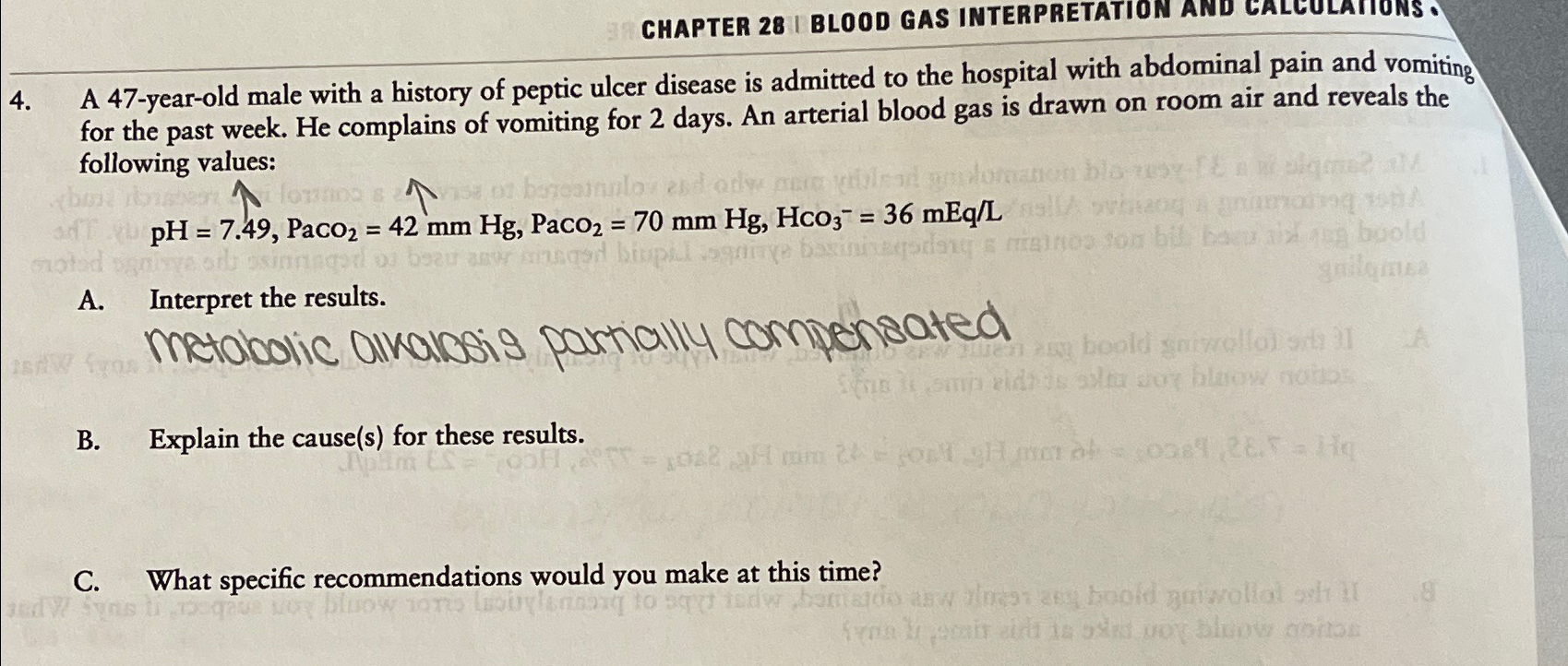 Solved CHAPTER 28BLOOD GAS INTERPRETATION AND4. ﻿A | Chegg.com