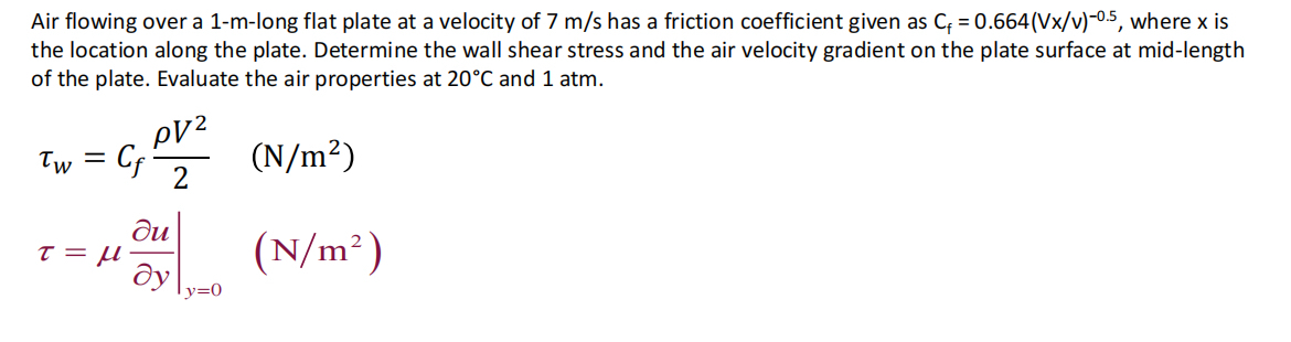 Solved Air flowing over a 1-m-long flat plate at a velocity | Chegg.com