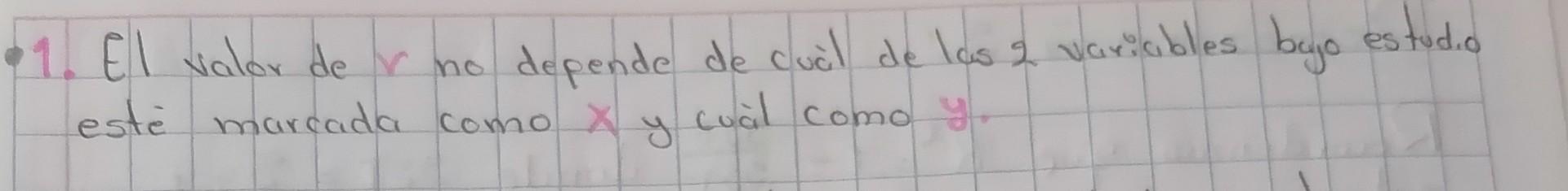 1. El valor de r no depende de cuál de las 2 variables bajo estudio esté marcada como \( x \) y cuál como y.