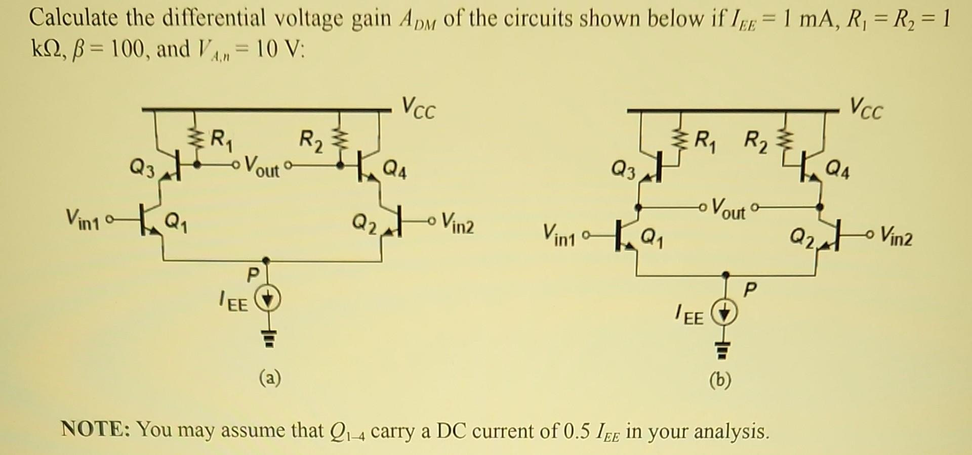 Solved Calculate the differential voltage gain ADM of the