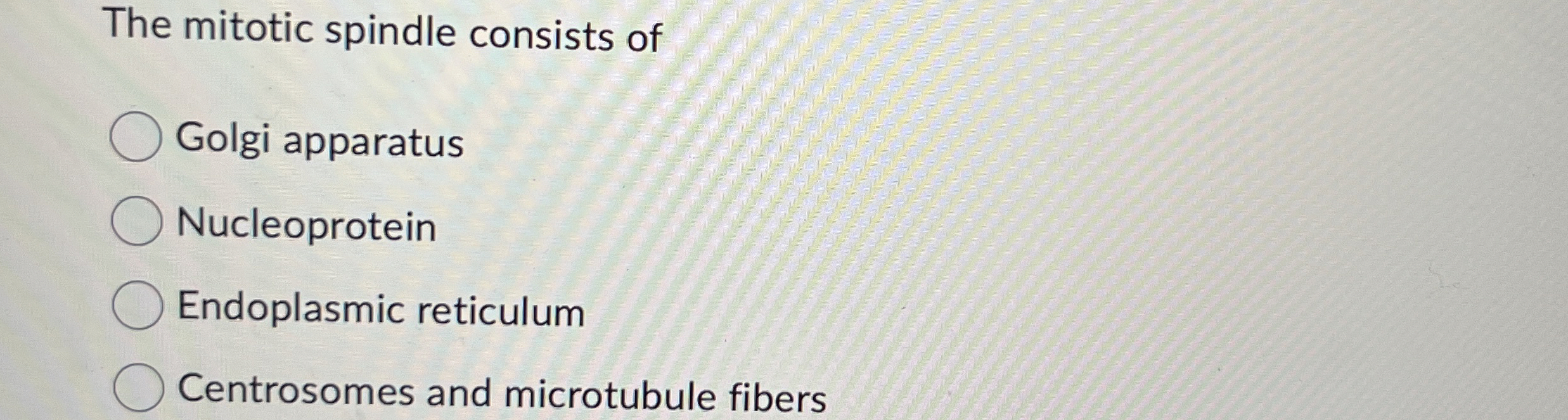 Solved The mitotic spindle consists ofGolgi | Chegg.com