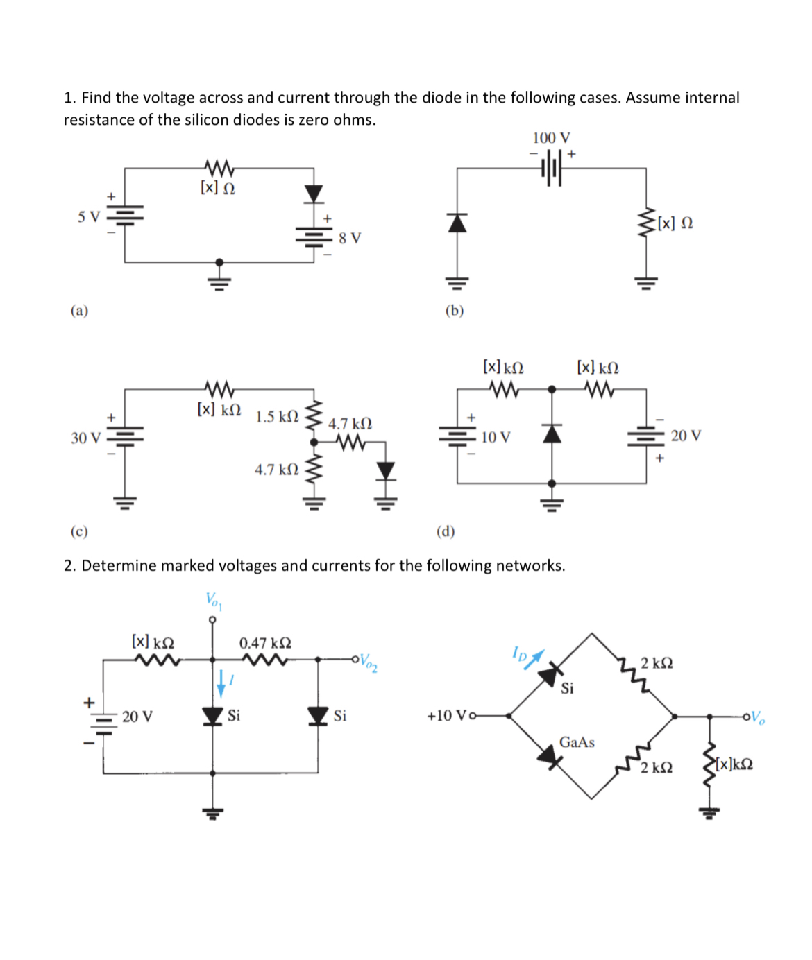Solved 1) ﻿Find the voltage across and current through the | Chegg.com