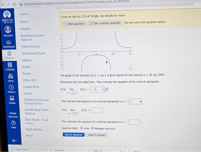 Solved Score On Last Try: 2.5 Of 10pts. See Details For | Chegg.com