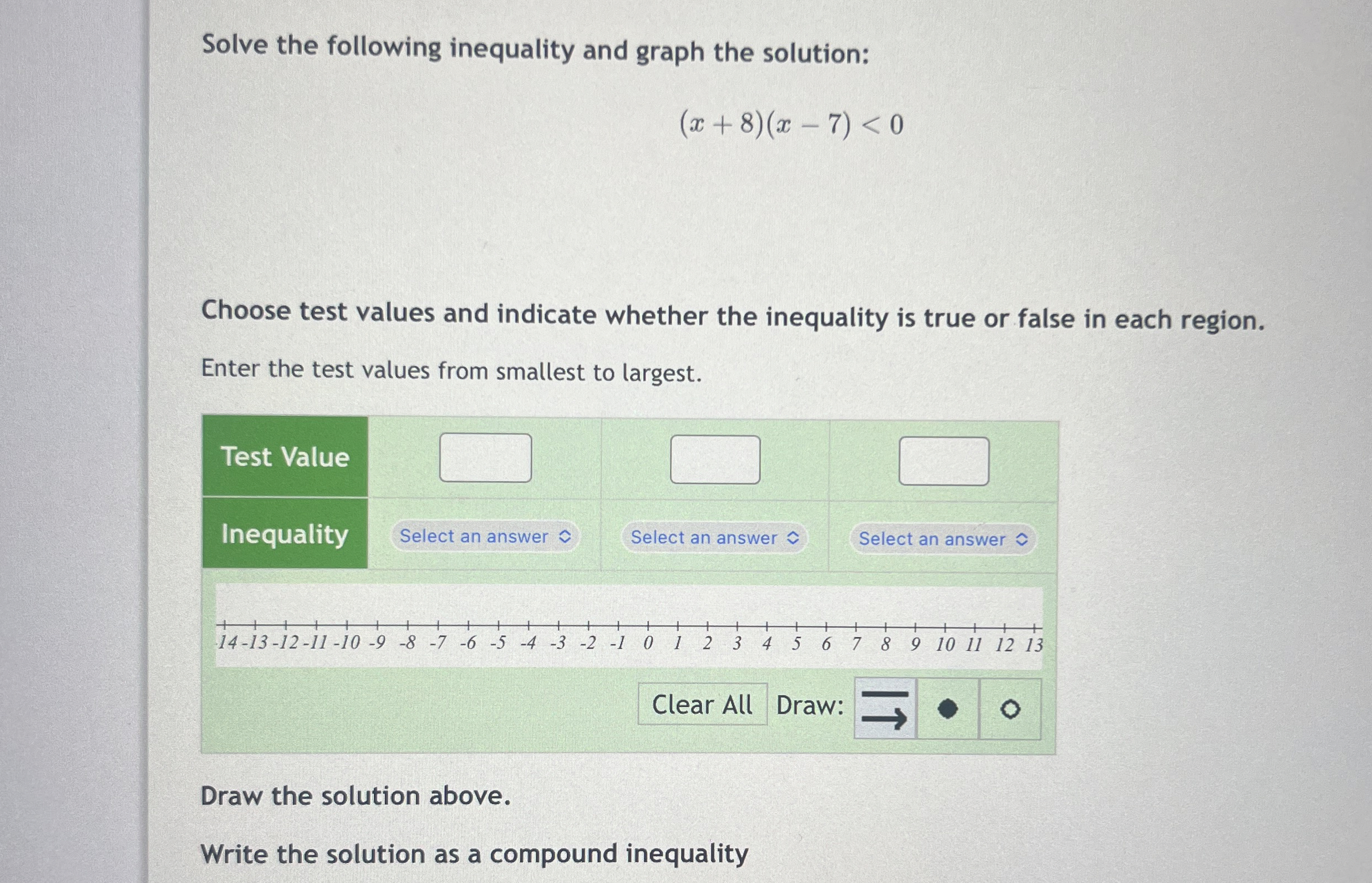 Solved Solve the following inequality and graph the | Chegg.com