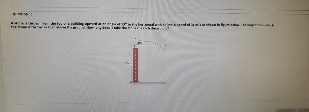 Solved QUESTION 10 A stone is thrown from the top of a | Chegg.com