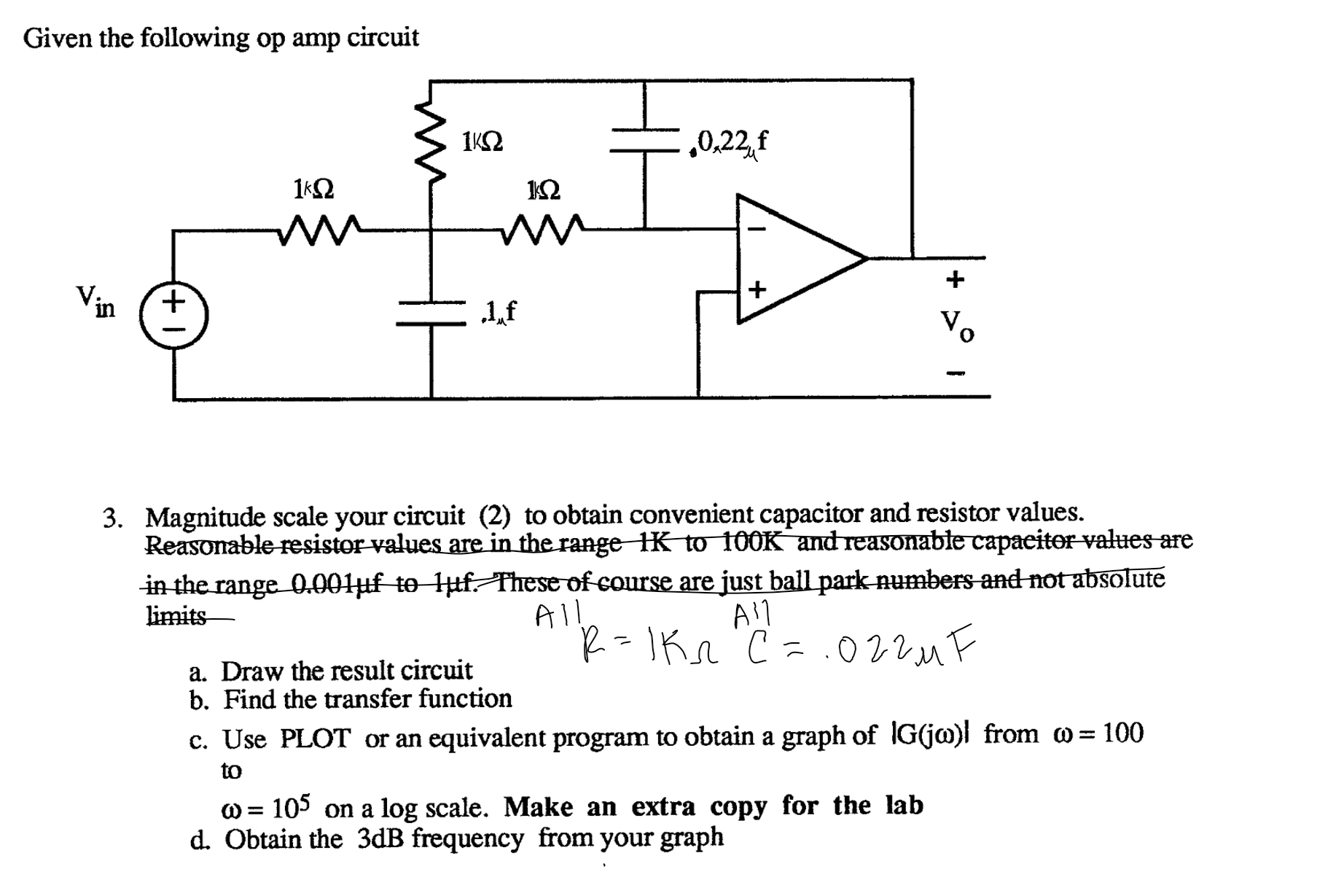 Solved Given the following op amp circuit(All R=1KΩ, ﻿all | Chegg.com