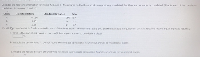 Solved Consider The Following Information For Stocks A, B, | Chegg.com