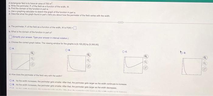 Solved A rectangular fold is to have an area of 700 are the | Chegg.com