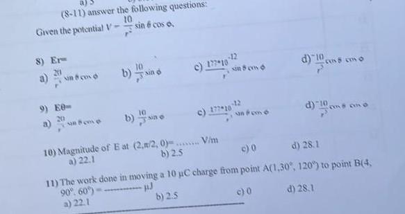 Solved (8-11) answer the following questions: Given the | Chegg.com