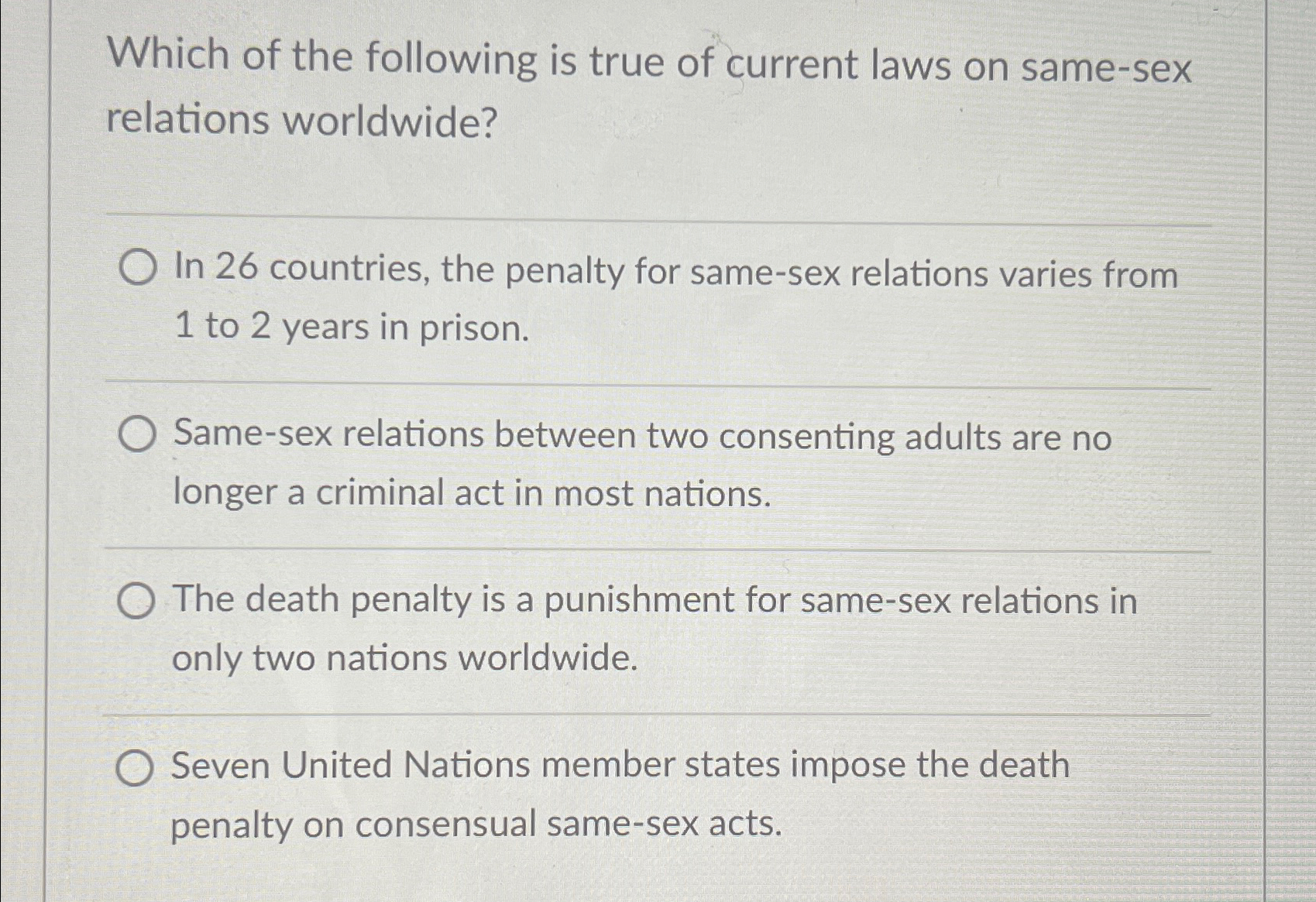 Solved Which of the following is true of current laws on | Chegg.com