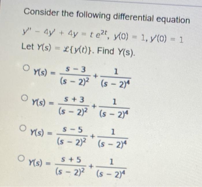 Solved Consider the following differential equation y" - 4y | Chegg.com