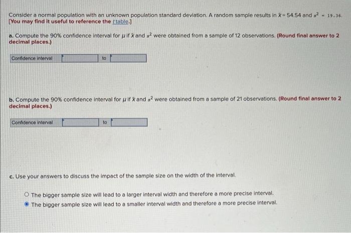 Solved Consider a normal population with an unknown | Chegg.com