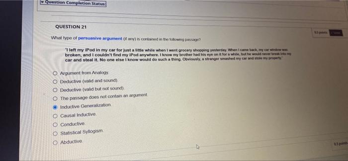 Solved Question Completion Status QUESTION 21 What type of | Chegg.com