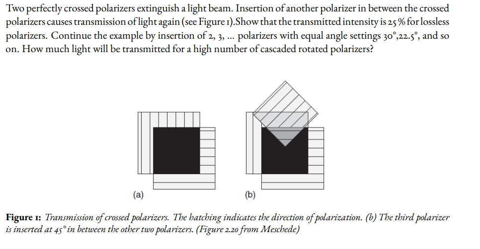 Solved Two perfectly crossed polarizers extinguish a light | Chegg.com