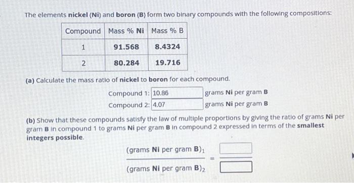 The Elements Nickel (Ni) And Boron (B) Form Two | Chegg.com