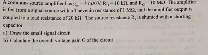 Solved sig Rais Problem 1 The small signal circuit for a | Chegg.com