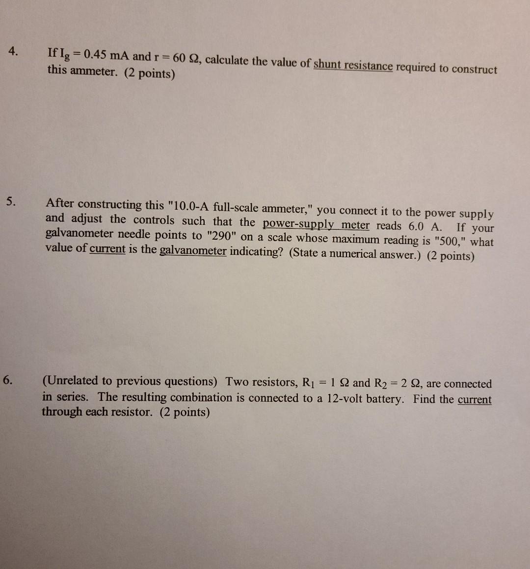 Solved 4 If Ig 0 45 Ma And R 60 2 Calculate The Value Chegg Com