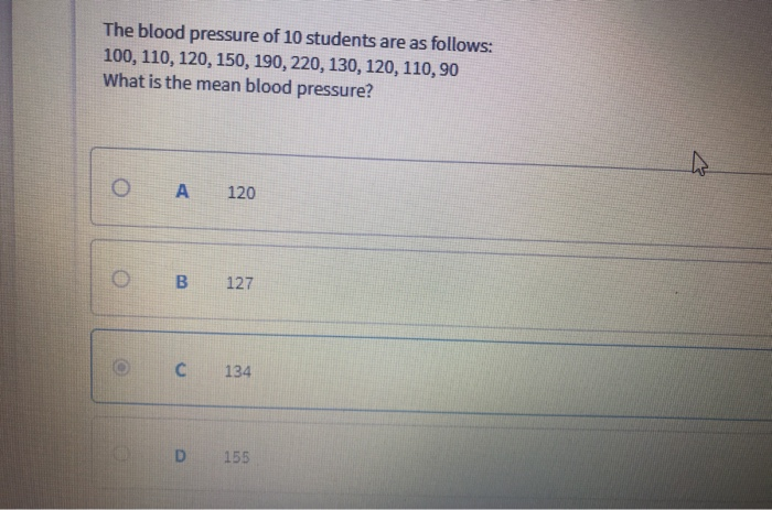 Solved The Blood Pressure Of 10 Students Are As Follows Chegg Com