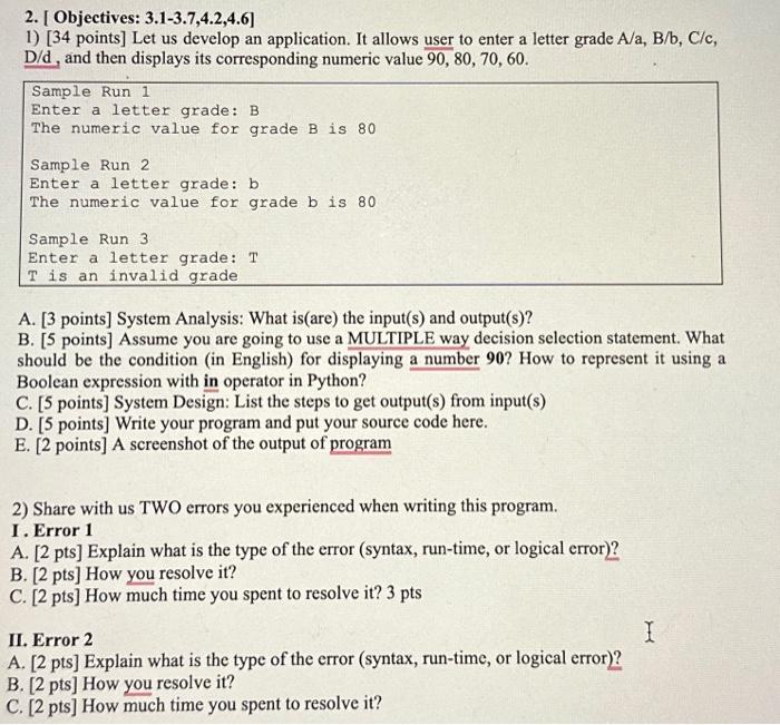 Solved 2. [ Objectives: 3.1−3.7,4.2,4.6 ] 1) [34 Points] Let | Chegg.com