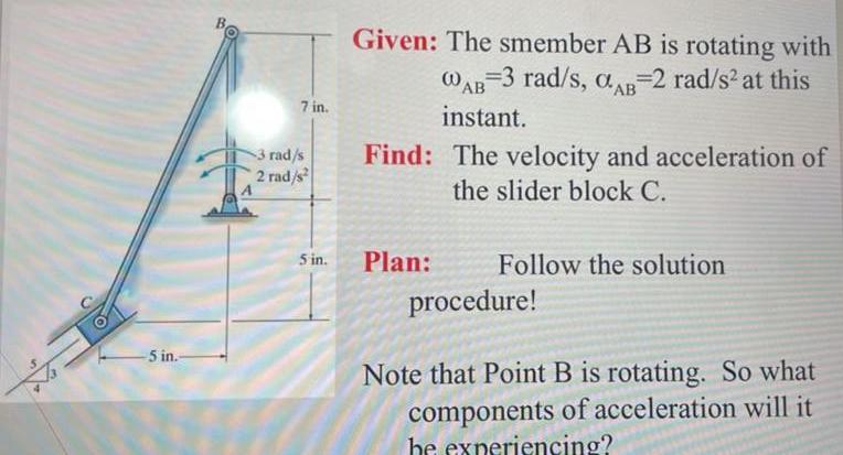 Solved Given: The smember AB is rotating with | Chegg.com
