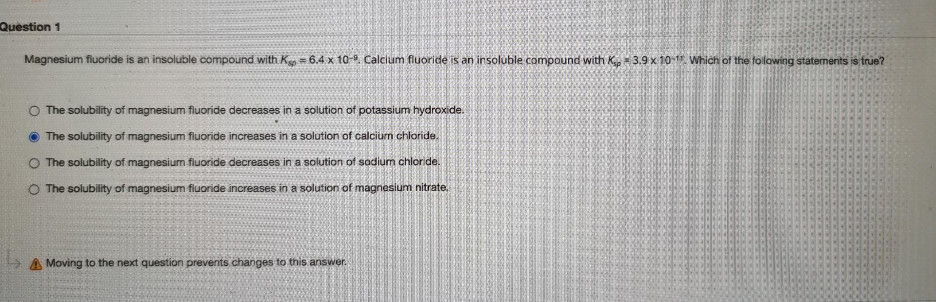 Solved Question 1 Magnesium fluoride is an insoluble