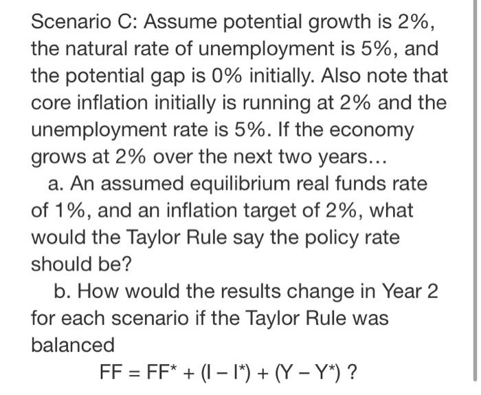 Solved Scenario C: Assume potential growth is 2%, the | Chegg.com