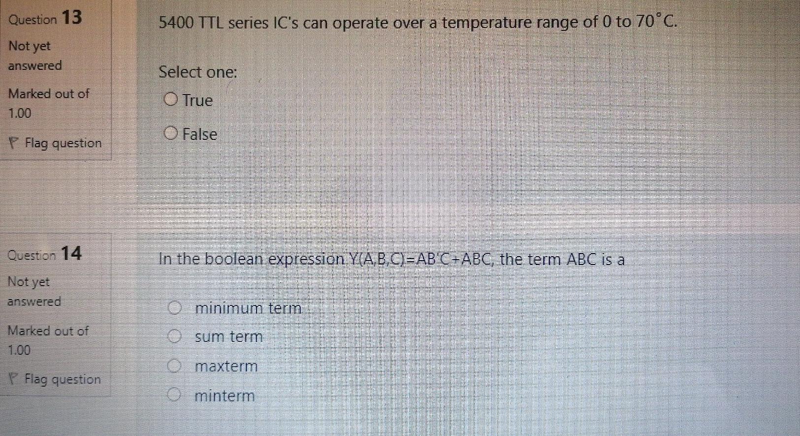 Solved Question 13 5400 TTL series IC's can operate over a | Chegg.com