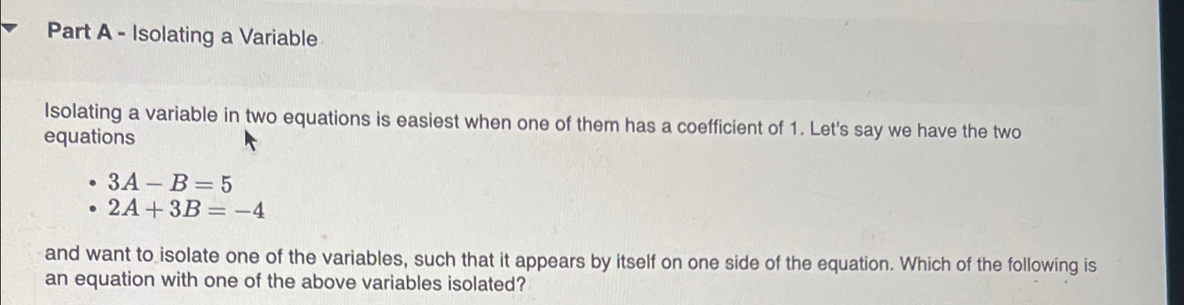 Solved Part A - ﻿Isolating a VariableIsolating a variable in | Chegg.com