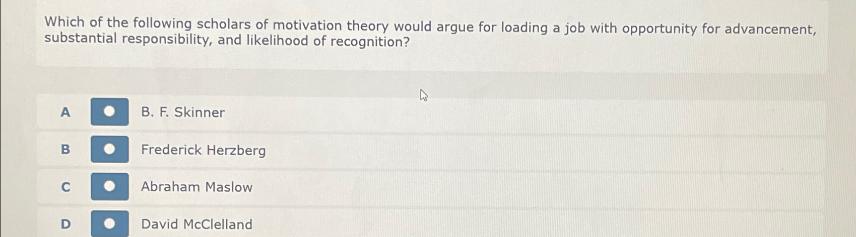 Solved Which of the following scholars of motivation theory | Chegg.com