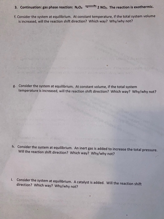Solved 3. Continuation: gas phase reaction: N204 2 NO2. The | Chegg.com