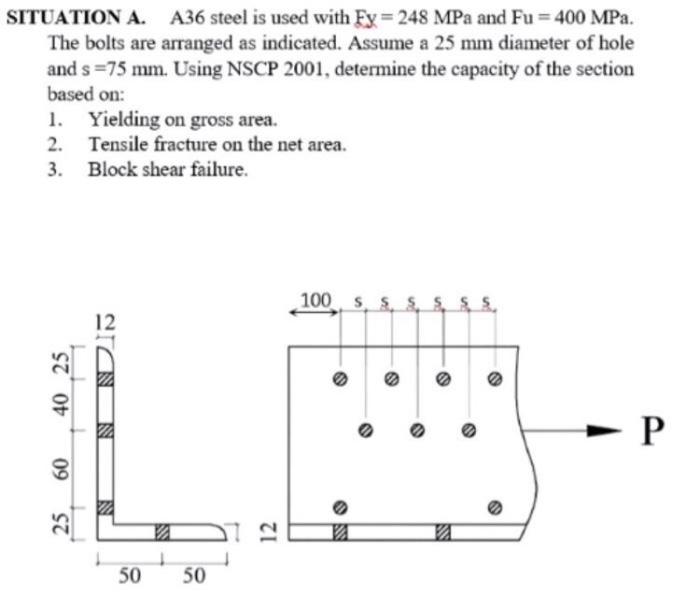 Solved SITUATION A. A36 steel is used with Fy=248 MPa and Fu