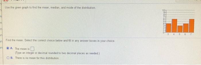 Solved Use the given graph to find the mean median, and mode | Chegg.com