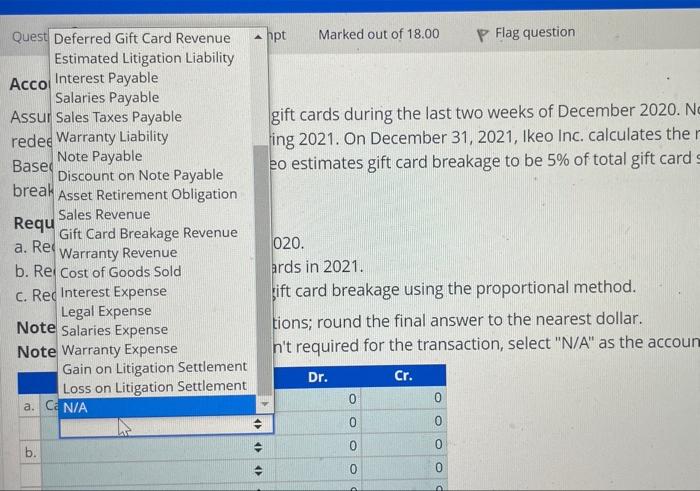 Solved Accounting for Gift Cards Assume Ikeo Inc. sold | Chegg.com