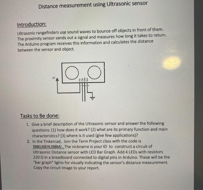 Distance measurement using Ultrasonic sensor Circuit Diagram