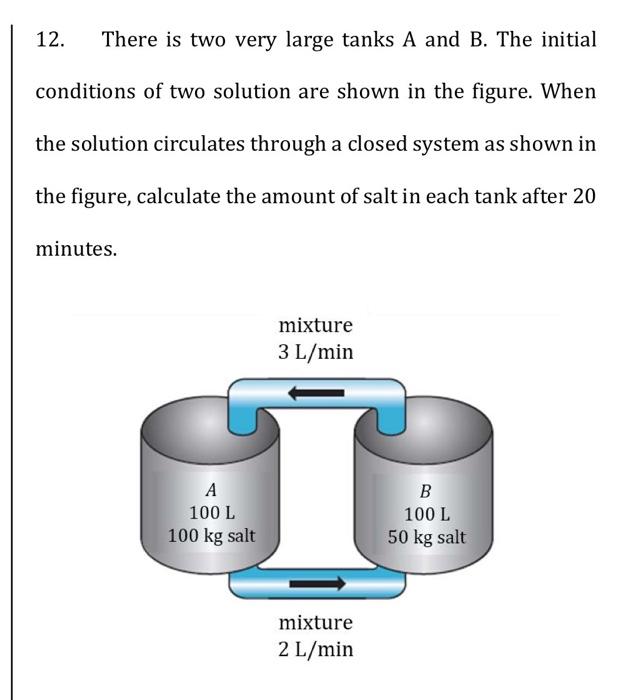 Solved 12. There is two very large tanks A and B. The | Chegg.com