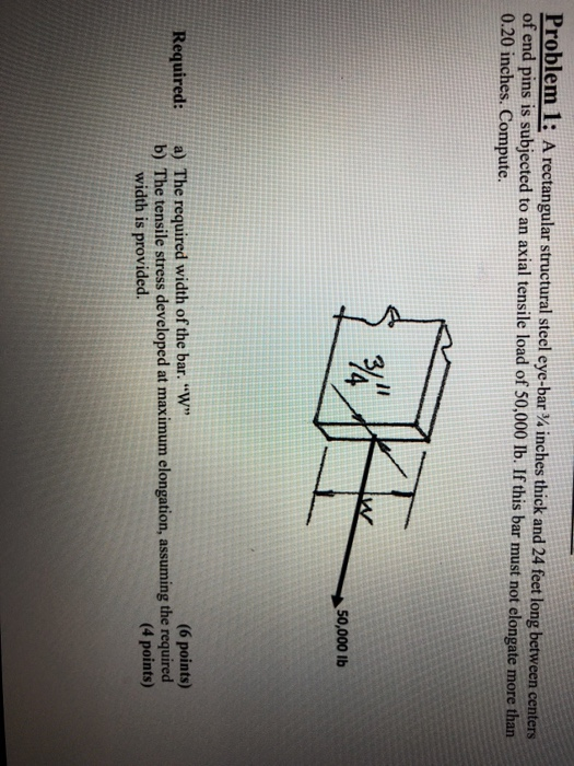 Solved Problem 1: A rectangular structural steel eye-bar % | Chegg.com