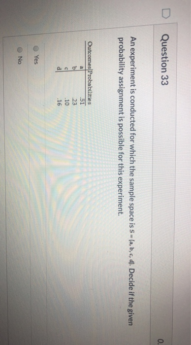 Solved Question 33 An experiment is conducted for which the | Chegg.com