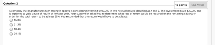 Solved Question 2 10 points Save Answer A company that | Chegg.com