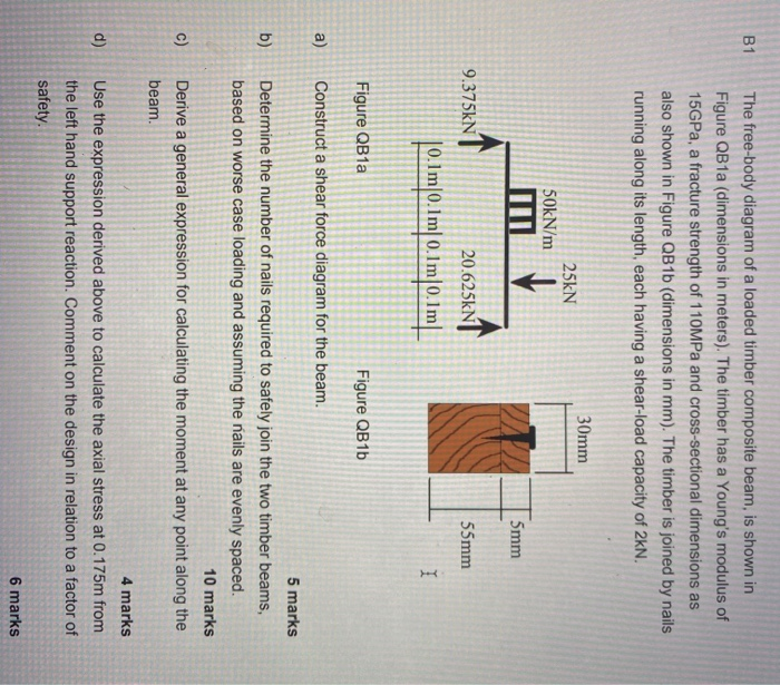 Solved B1 The Free-body Diagram Of A Loaded Timber Composite | Chegg.com