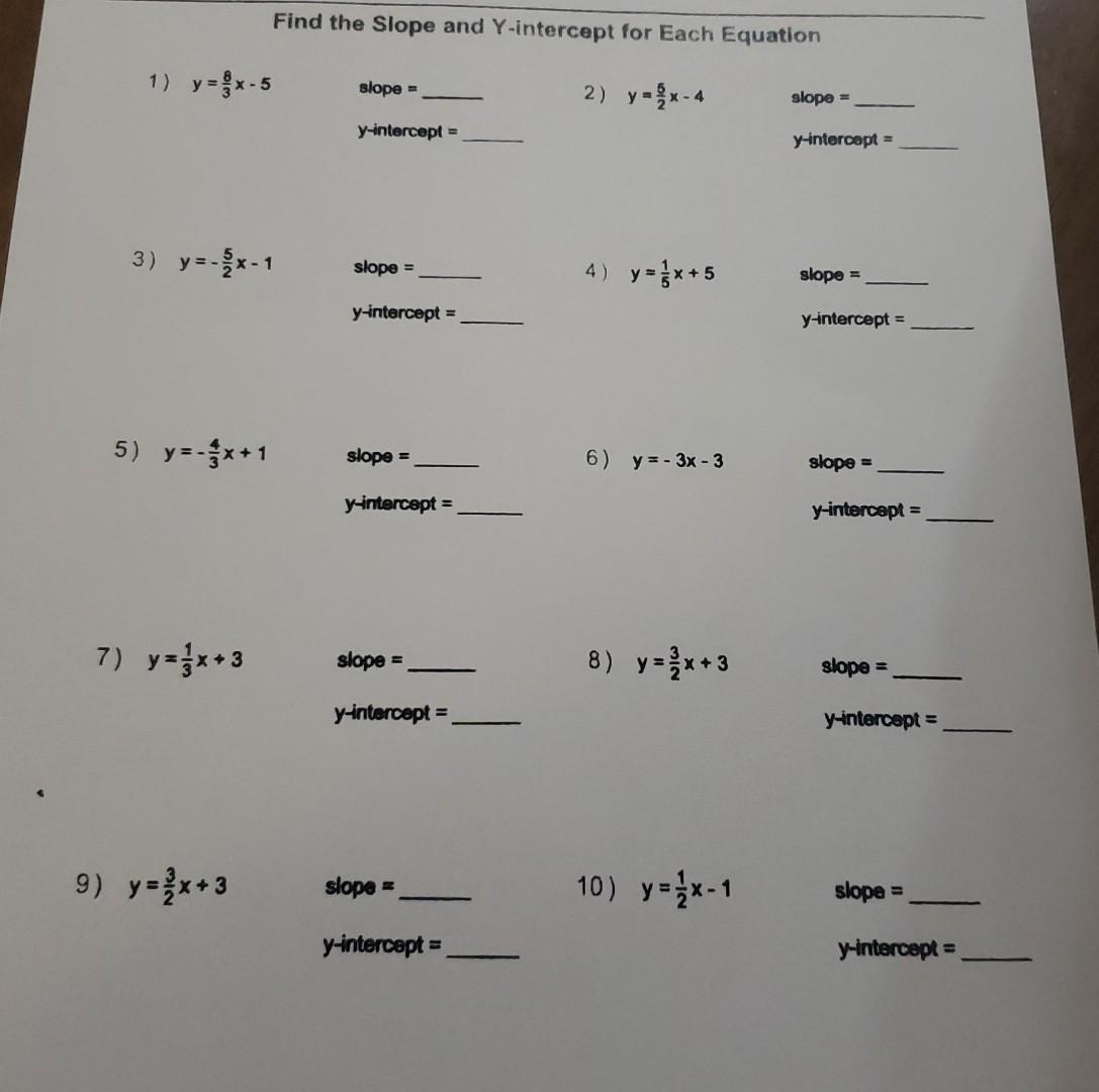 y 5 1 2 x 4 in slope intercept form