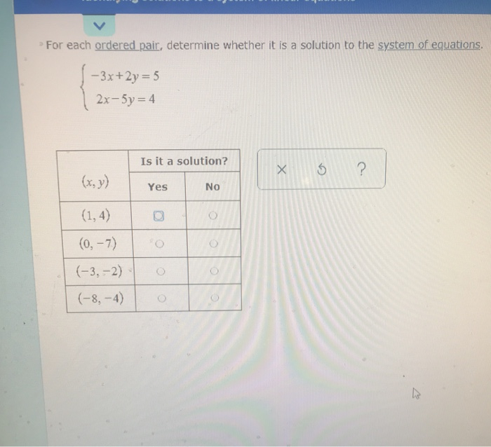 Solved For each ordered pair, determine whether it is a | Chegg.com